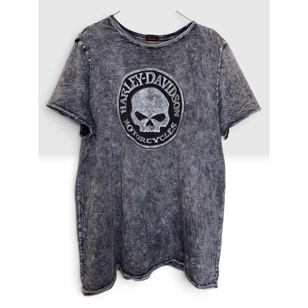 Harley-Davidson Willie G Skull Acid Wash Graphic T-Shirt Oakland CA Grey 2X